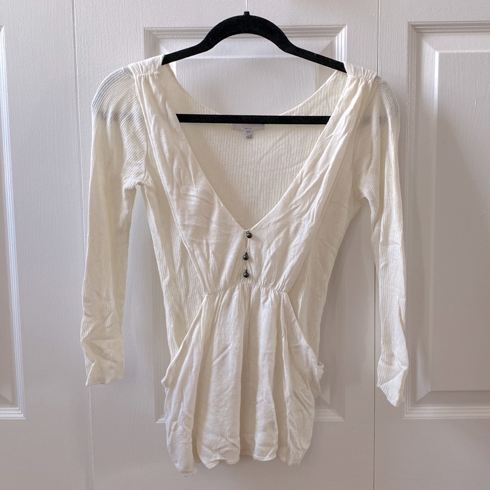 Adam Lippes Cashmere Layered Cream Sweater Top